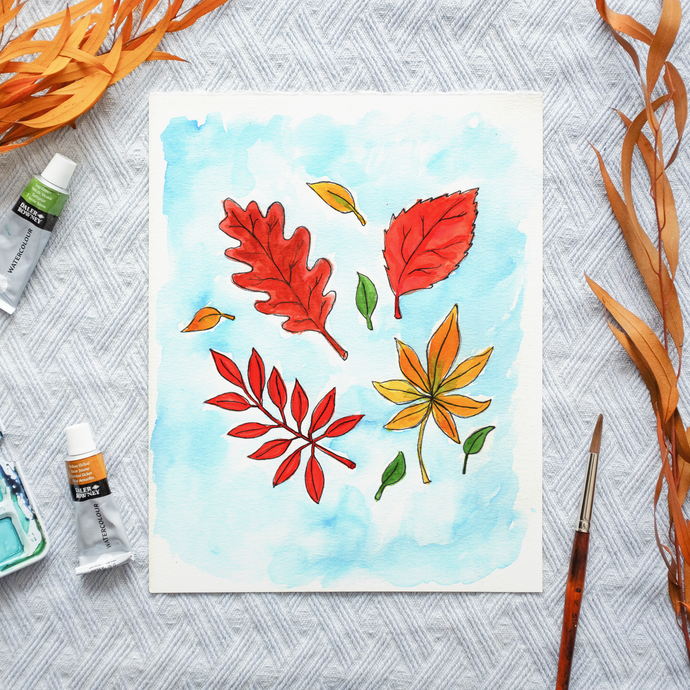 Watercolor Template - Fall Leaves