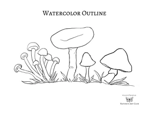 Watercolor Template - Mushrooms